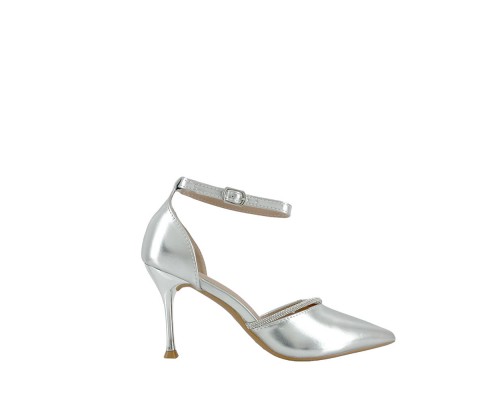 Zapato De Tacón Fino Salón Metalizado